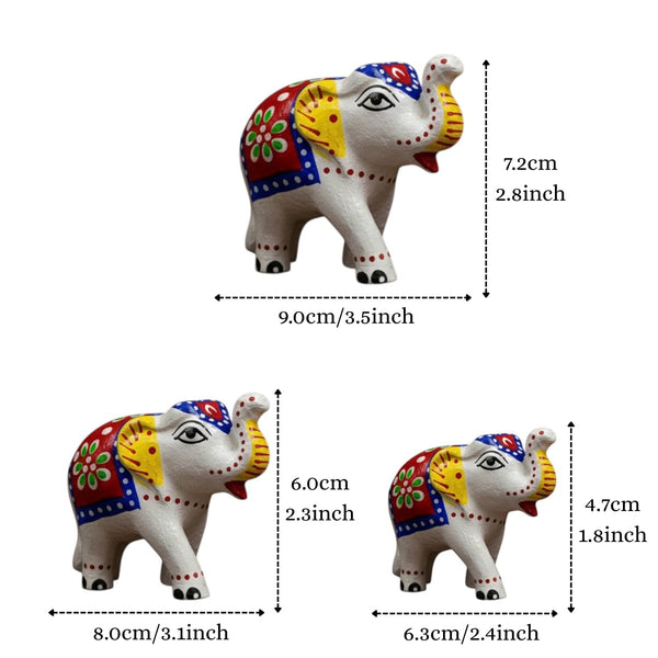 Set of 3 Polyresin Trunk Up Elephant Family Statue