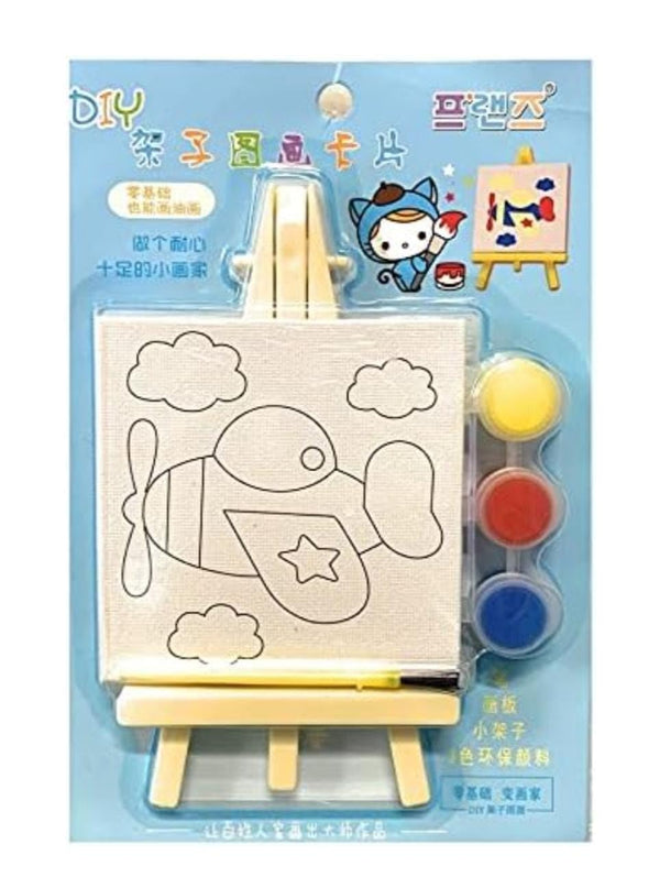 Small Painting kit with Paints, Brush and Stand, Canvas Painting Kit